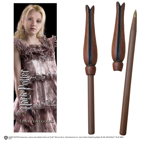 Stylo baguette et Marque-page Luna Lovegood, un ensemble captivant pour les fans de Harry Potter avec un design inspiré de la baguette de Luna.