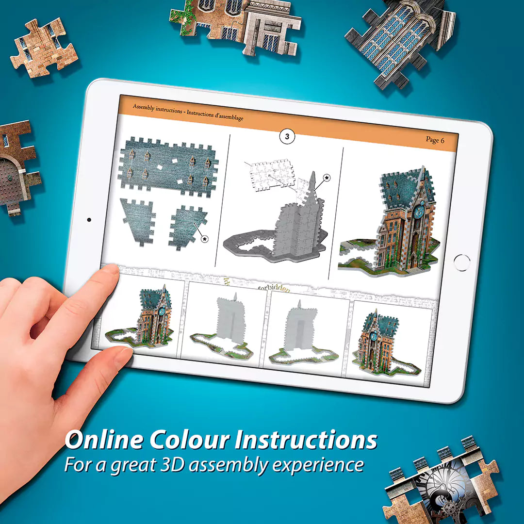 Puzzle 3D Wrebbit de la Tour de l’horloge de Poudlard, captivant et détaillé, parfait pour les fans d'Harry Potter et les amateurs de magie.