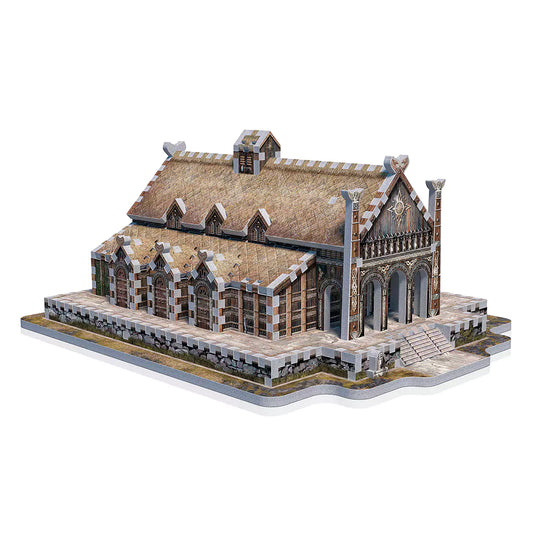 Puzzle 3D Wrebbit Château d’or Edoras - Le Seigneur des Anneaux : une vue en angle pour découvrir les pièces en mousse assemblées avec précision.