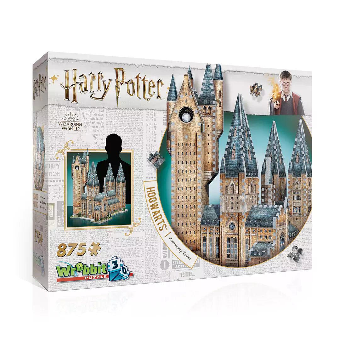 Puzzle 3D Wrebbit Poudlard™ - La tour d’astronomie, une modélisation fascinante du célèbre château d'Harry Potter en mousse respectueuse de l'environnement.