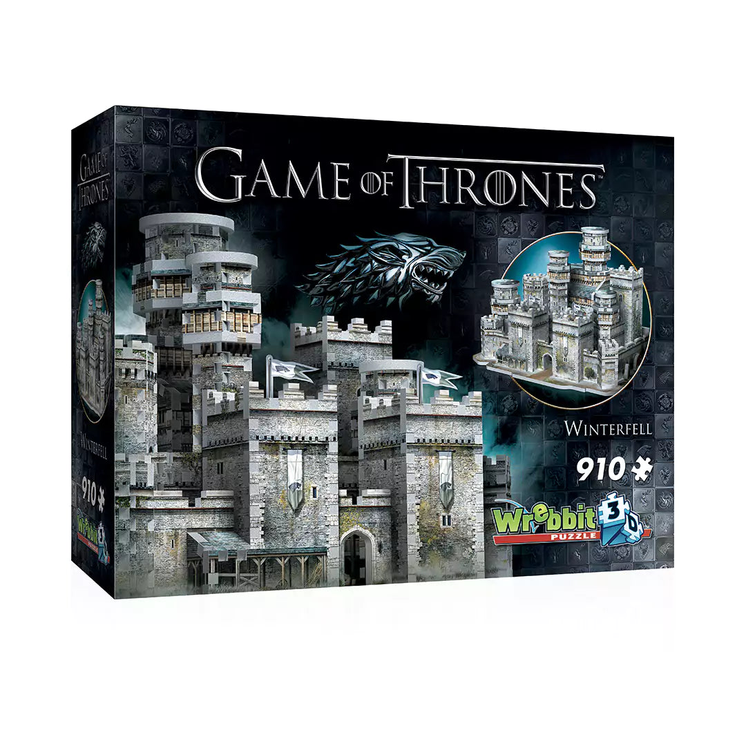 Dimensions du puzzle 3D Winterfell de Game of Thrones, 45 x 31 x 26,25 cm, conçu pour les fans de la série.