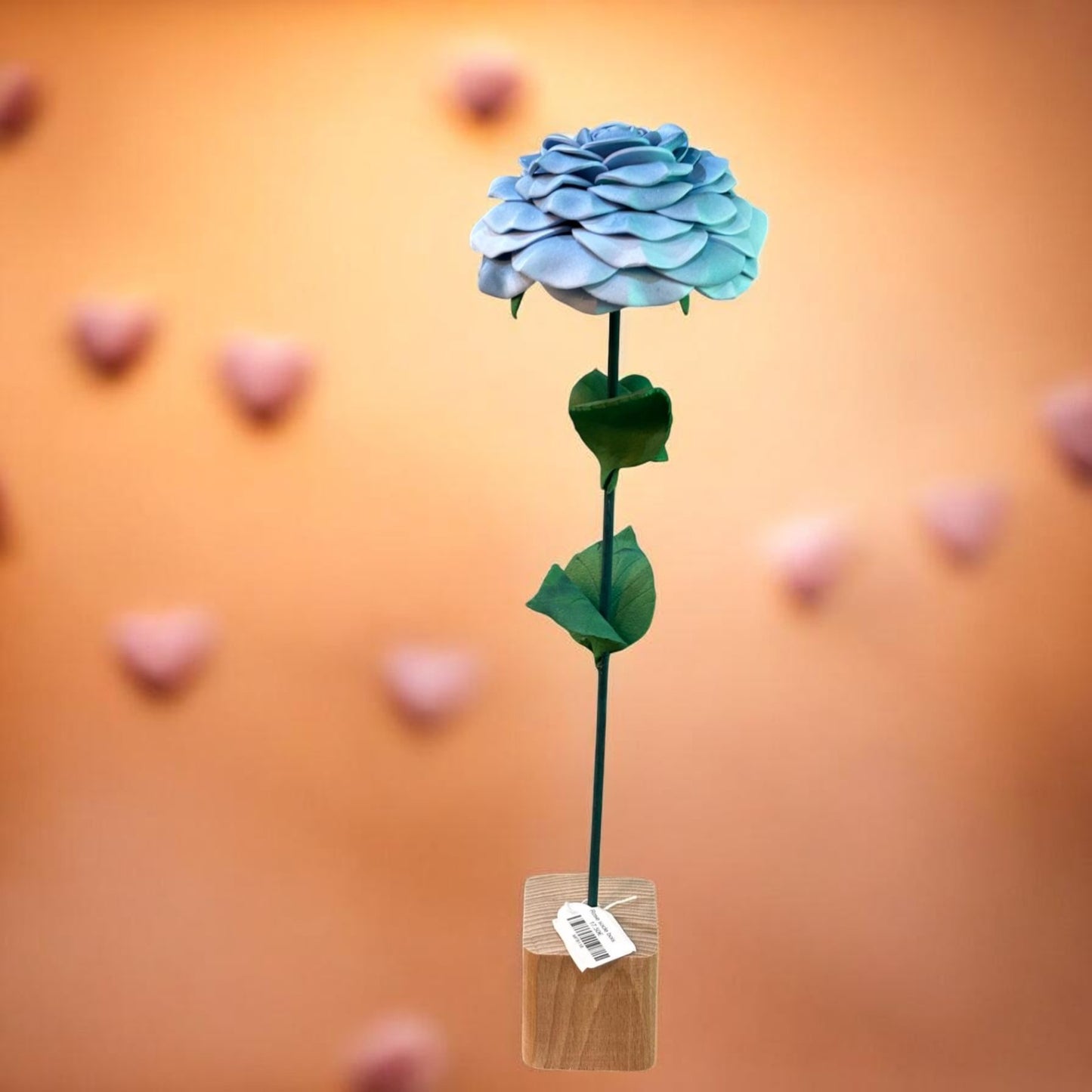 Rose bleue sur support carré bois - MA FABRIQUE BIEN AIMEE