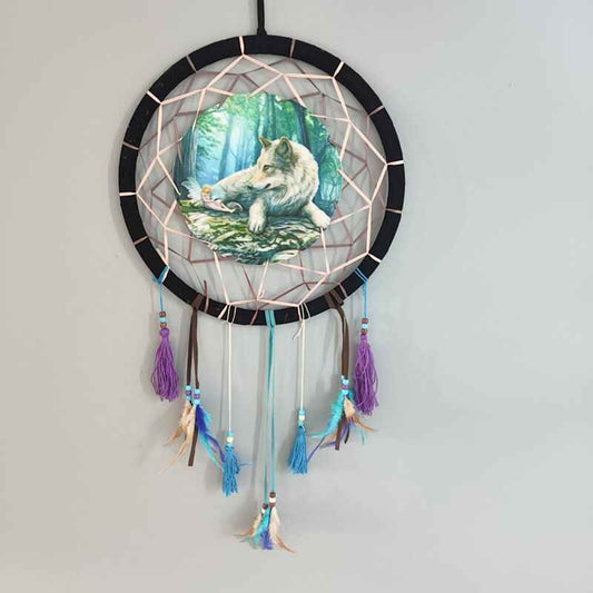 Attrape-rêves Lisa Parker Loup et Fée de Puckator, 33 cm, décor enchanteur pour un sommeil paisible et une touche magique.