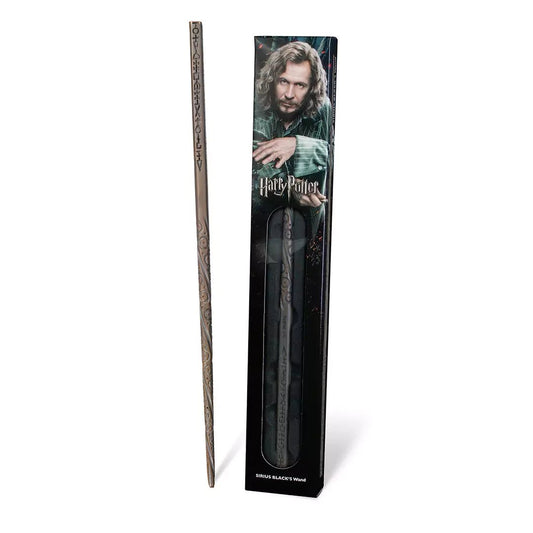 Baguette Sirius Black en blister de la Noble Collection, emblématique de l'univers Harry Potter, conçue en résine noire avec des détails argentés.