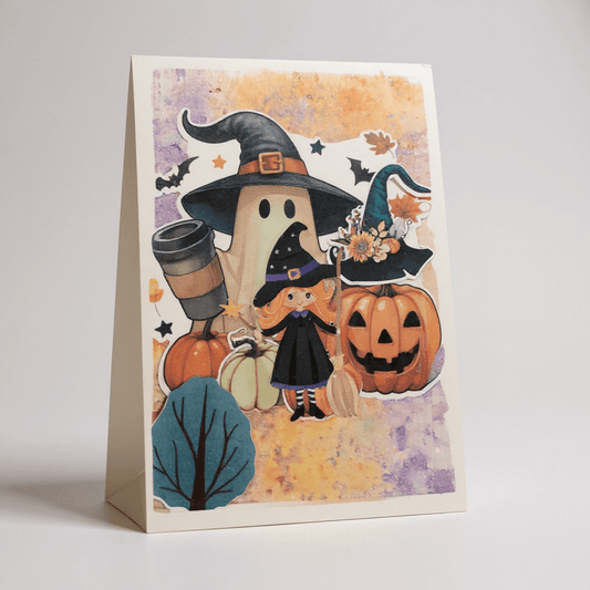 Carte Cadre Halloween « Pour toi » de La Carterie de Fanny, un chef-d'œuvre décoratif magique mêlant citrouilles souriantes et brumes automnales, idéale pour sublimer votre décoration d'Halloween.