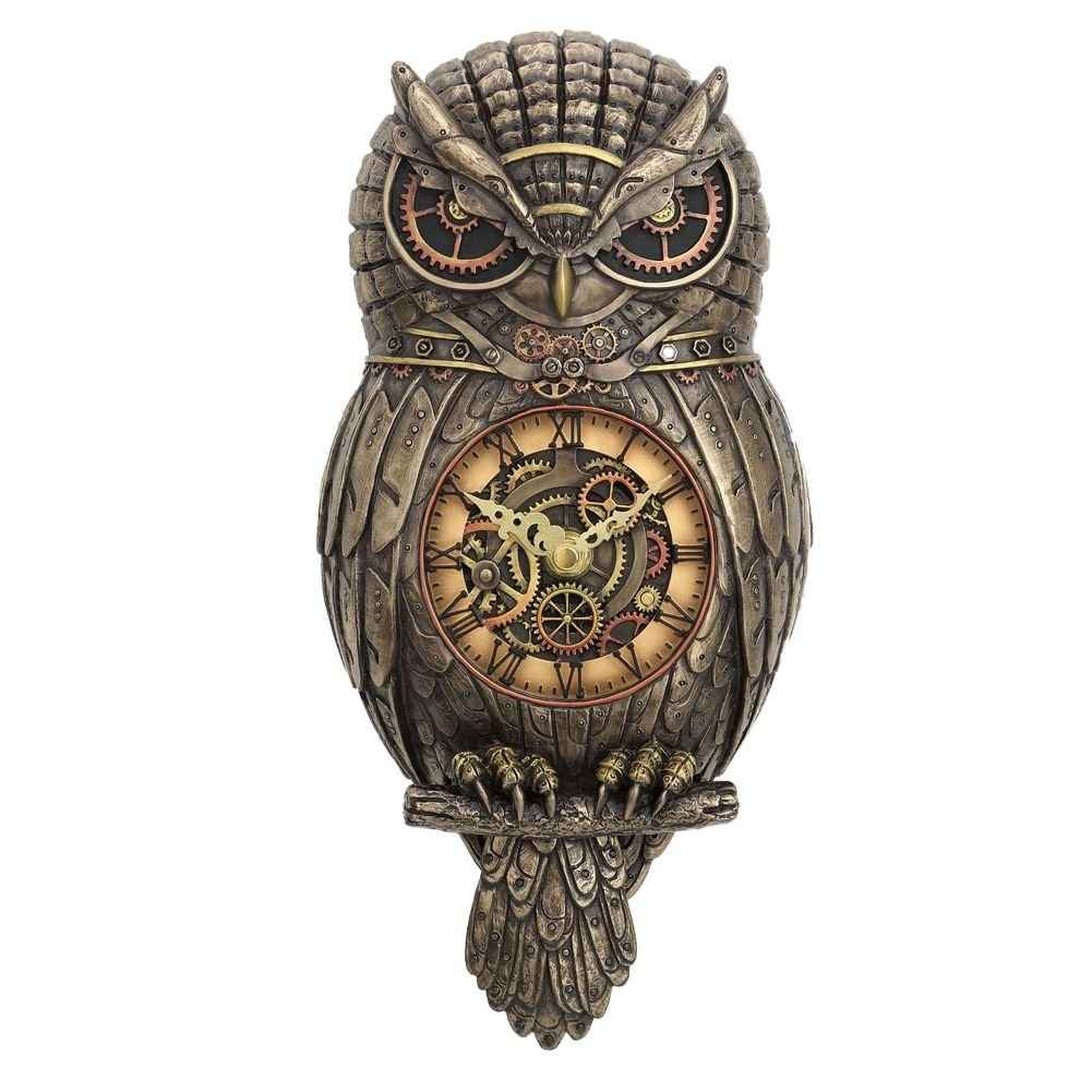 Horloge Murale Steampunk Hibou de la marque Nemesis Now, Chronologie Sagesse, alliant design unique et charme victorien pour une décoration intérieure captivante.
