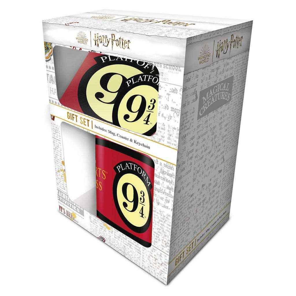 Coffret cadeau Harry Potter Platform 9 3/4 de Pyramid International - Une magnifique tasse en céramique, un élégant sous-verre et un porte-clés emblématique, parfaits pour plonger dans l'univers magique de Poudlard.