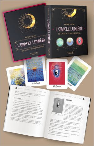 Découvrez le Coffret L’Oracle Lumière, un jeu original et un livre captivant de GVP PHILIPPE, explorer les mystères du futur à travers des illustrations évocatrices des cartes.