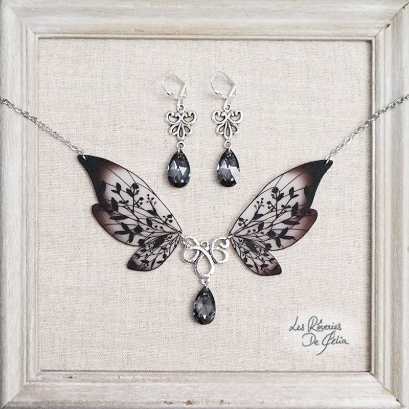 Collier Majestiel et boucles d'oreilles Diane noir