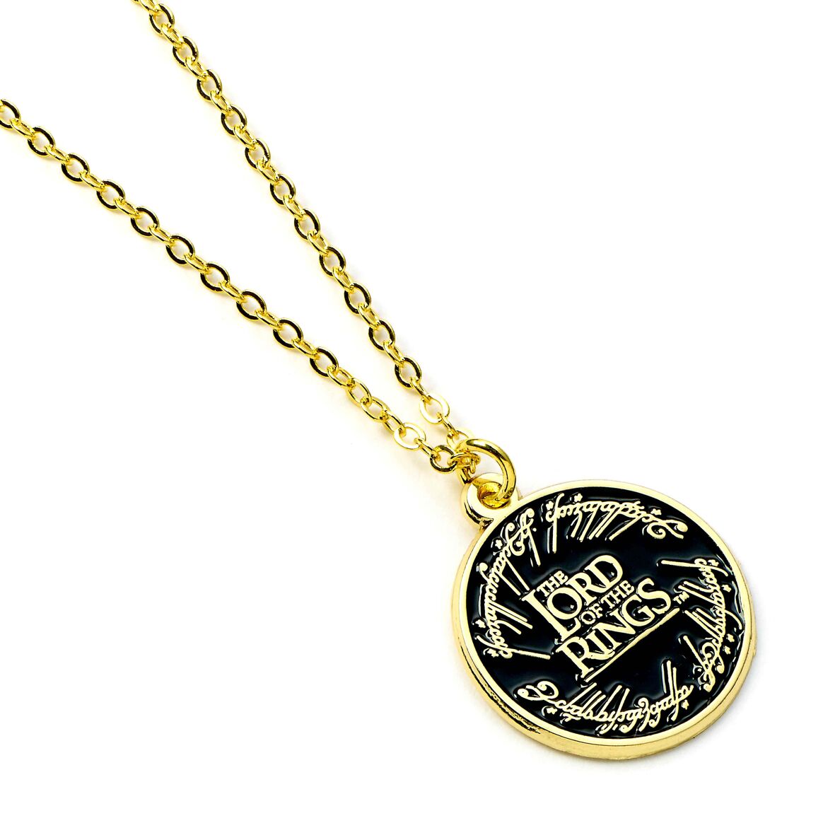 Collier doré avec logo du Seigneur des Anneaux par Ankorstore, un accessoire qui capture l'esprit de la Terre du Milieu.