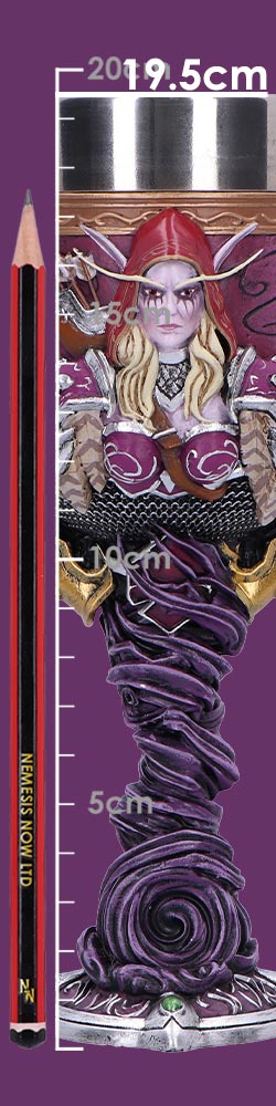 Détails de la Coupe Sylvanas de World of Warcraft par Nemesis Now, révélant l'intérieur en acier inoxydable amovible.