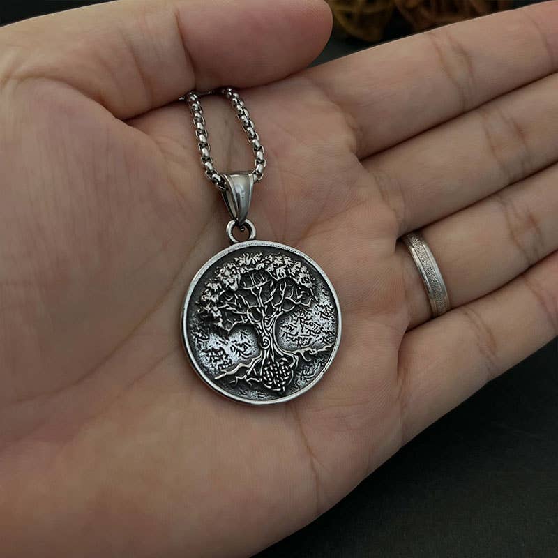 Collier à pendentif vintage Viking Arbre de vie