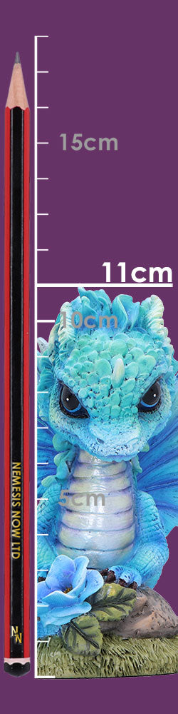 Figurine de Dragon fleur de pavot bleue 11 cm, idéale pour enrichir votre collection de créatures fantastiques, capturant la lumière dans un jardin enchanteur.