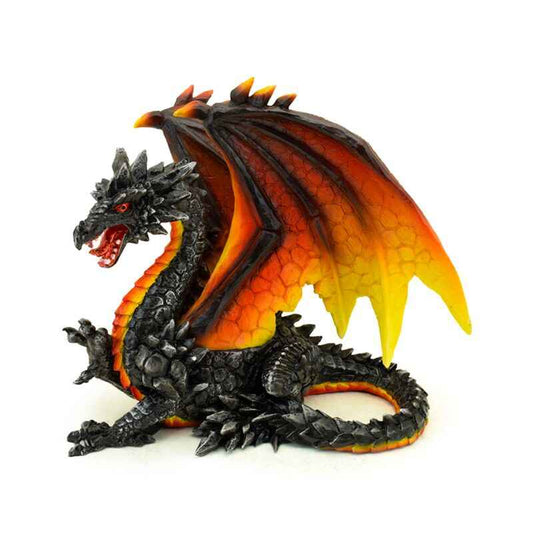 Figurine Dragon de feu et d'Obsidienne - Défenseur de la Nuit de Puckator, une pièce fascinante en résine, peinte à la main, idéale pour les passionnés de fantasy.