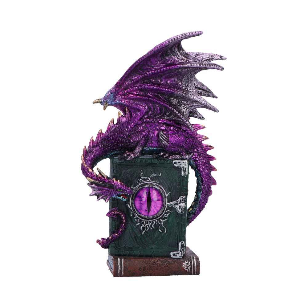 Figurine de dragon violet Dragon Fable de 24 cm sur livre, artisanat de qualité de Nemesis Now, une touche de magie et de mystère pour votre décoration intérieure.