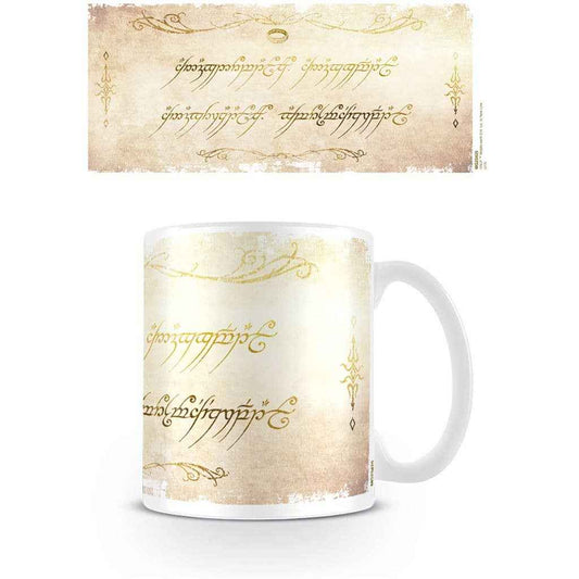 Mug en céramique noir avec inscription dorée inspiré du Seigneur des Anneaux, conçu par Pyramid International pour les passionnés de la Terre du Milieu.