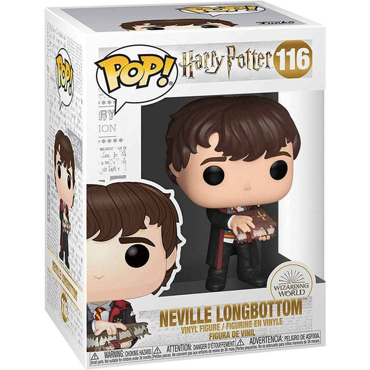 Détails de la figurine Funko Pop Harry Potter - Neville avec le livre monstre de Fundom, mettant en avant le design minutieux et ludique.