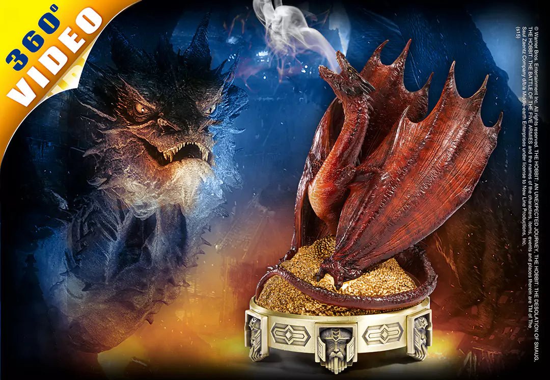 Brûleur d'encens Smaug de Noble Collection, un chef-d'œuvre représentant le dragon emblématique, avec une danse de fumée intrigante.