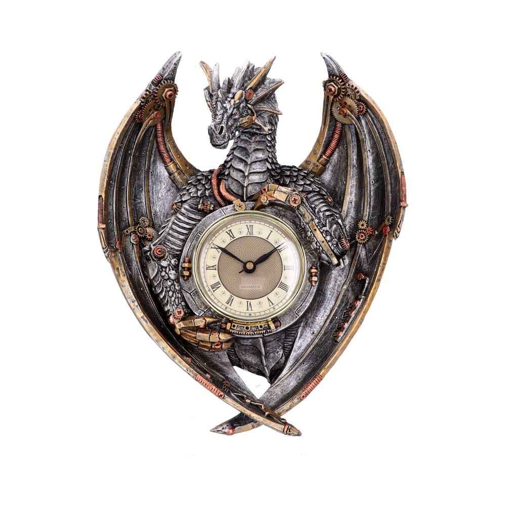 Horloge murale Dracus Horologium Steampunk Dragon de Nemesis Now, une décoration unique à l'esthétique fascinante steampunk.