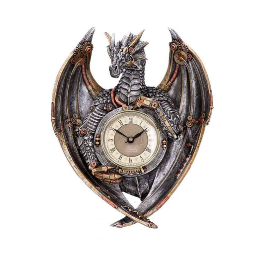 Horloge murale Dracus Horologium Steampunk Dragon de Nemesis Now, une décoration unique à l'esthétique fascinante steampunk.
