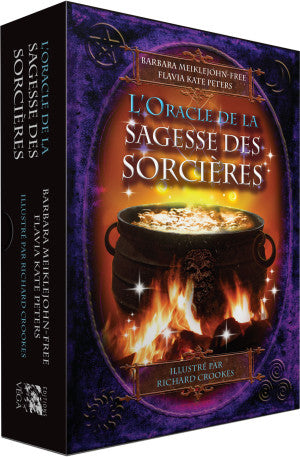 Coffret L'Oracle de la sagesse des sorcières par GVP Philippe, avec des illustrations captivantes et des motifs mystiques, une invitation à explorer la magie et la sagesse ancestrale.