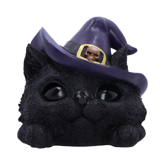 Le familier rieur de Nemesis Now, un chat noir malicieux avec un chapeau de sorcière, illuminant la magie et le mystère dans votre décoration.