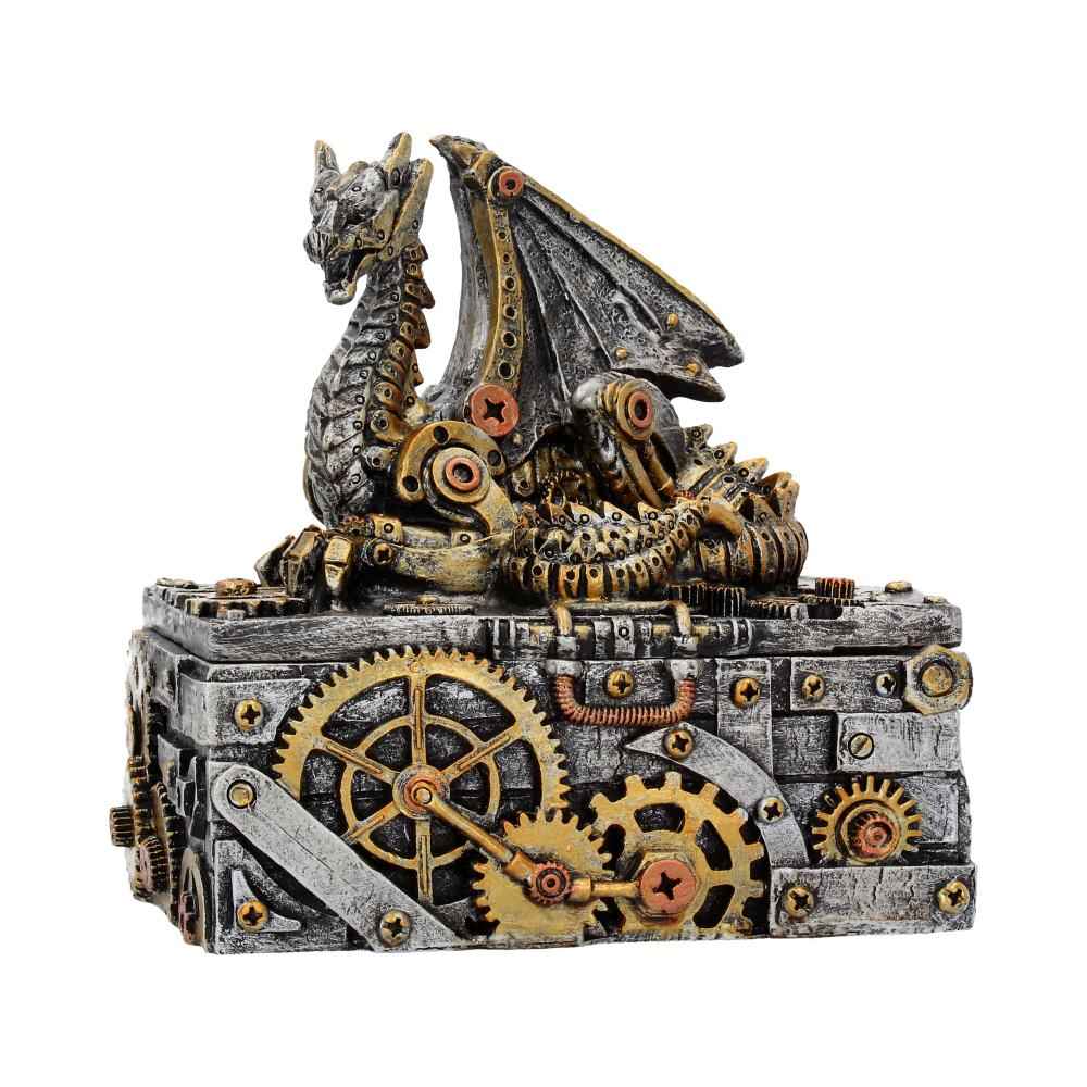 Découvrez la boîte Steampunk Dragon Box de Nemesis Now, une pièce d'art fascinante ornée d'un dragon majestueux, parfaite pour chaque passionné d'objets mystérieux.