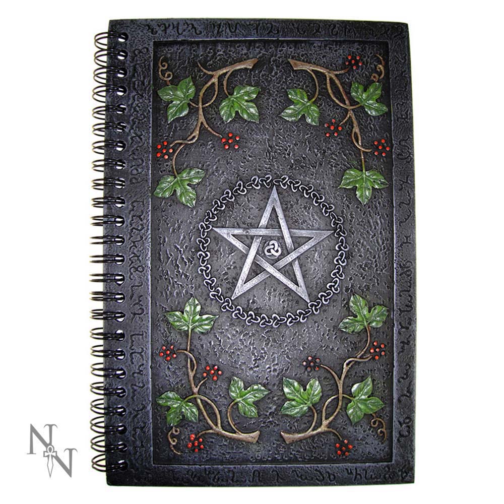 Wiccan livre des ombres Journal avec une couverture en résine de pentagramme (24cm)