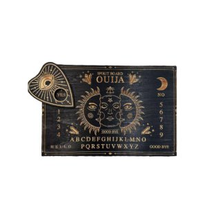 Planche Oui-Ja de GVP PHILIPPE avec planchette, un outil captivant pour explorer les mystères de l'au-delà, design en bois naturel et gravures noires.