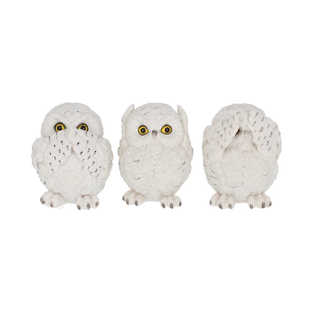 Figurines Trois Hiboux Sages en Résine 8cm