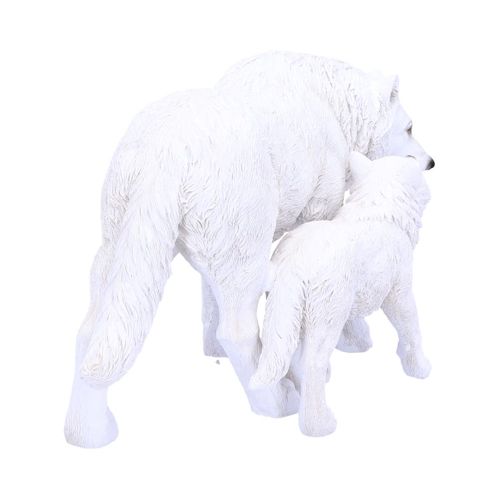 Figurine du loups Descendants d’hiver 27,5 cm de Nemesis Now - Une œuvre d'art en résine premium illustrant la robustesse et la douceur de la nature.