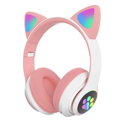 Vue arrière du Casque audio Féerique à Oreilles de Chat RGB, mettant en avant son confort léger et sa connexion Bluetooth 5.0.