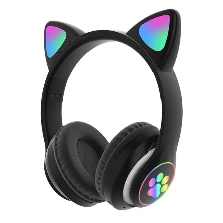 Casque audio Féerique à Oreilles de Chat RGB avec lumières colorées, conçu pour une expérience sonore magique, parfait pour écouter la magie partout.