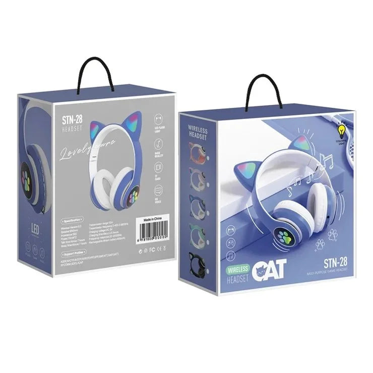 Détail du casque audio Féerique à Oreilles de Chat RGB, mettant en valeur son design ergonomique et ses adorables oreilles lumineuses, idéal pour les passionnés de musique.