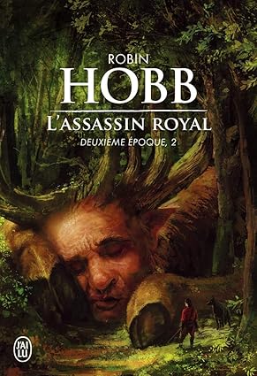 Couverture du livre L’Assassin Royal – Deuxième Époque – Tome 2, illustrant Fitzchevalerie face à ses ennemis dans une scène de tension épique, idéal pour les amateurs de fantasy.