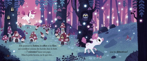 Extrait captivant du livre « Au lit, petite licorne ! » par AU BORD DES CONTINENTS, avec un compte à rebours pour accompagner l'heure du coucher.