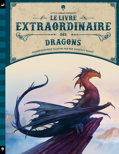 Illustration captivante du livre 'Le livre extraordinaire des dragons' par AU BORD DES CONTINENTS, présentant un dragon majestueux dans un paysage fantastique.