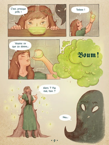 Illustration captivante des potions magiques dans L'abécédaire de la magie, disponible chez AU BORD DES CONTINENTS.