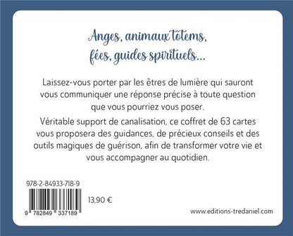 Cartes du Petit Oracle Messager illustrant des anges et animaux totems, outils de canalisation et de guérison.