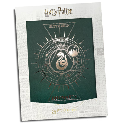 Affiche de collection Serpentard - Harry Potter avec marquage à chaud doré, idéale pour la décoration d'intérieur.