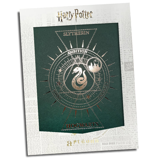 Affiche de collection Serpentard - Harry Potter avec marquage à chaud doré, idéale pour la décoration d'intérieur.