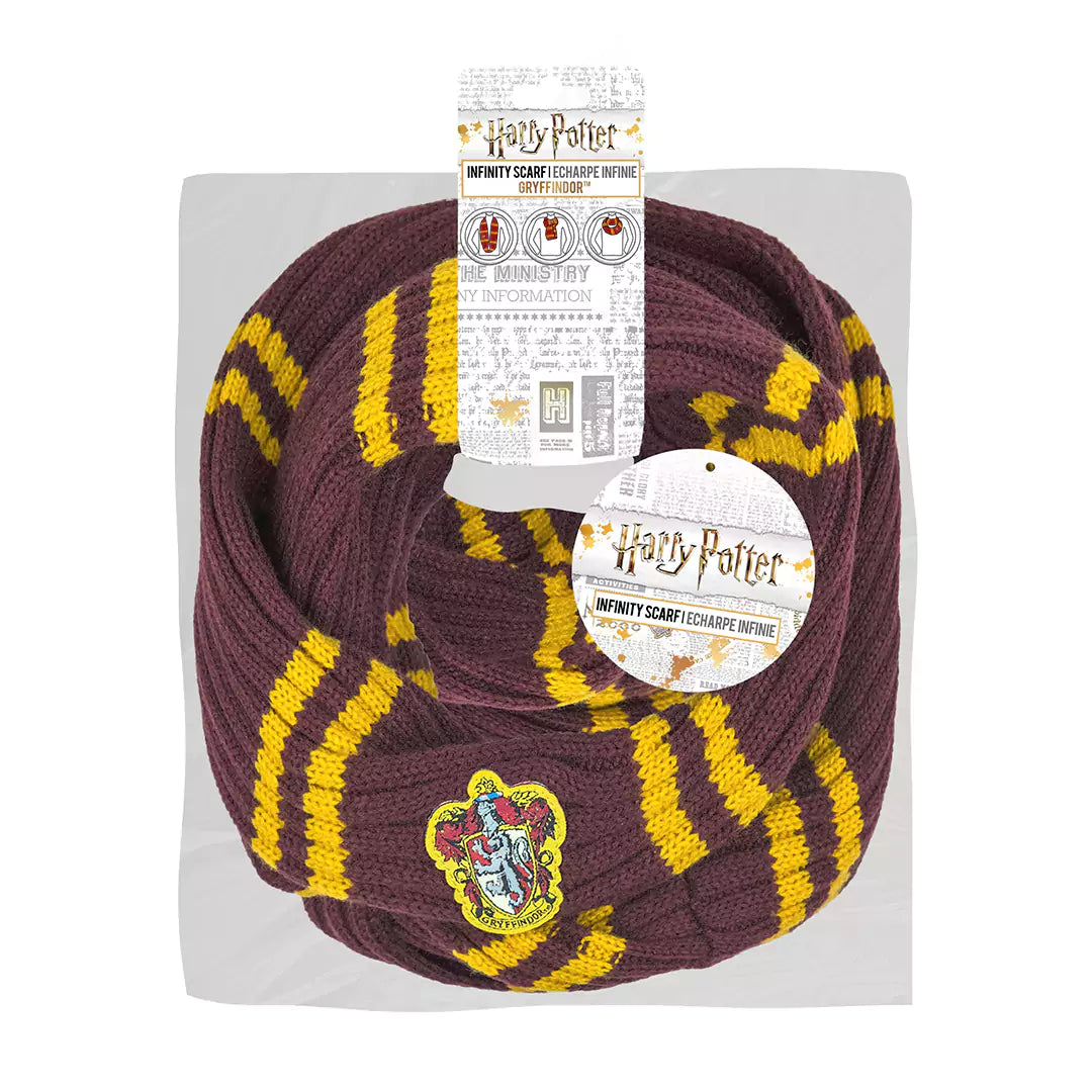 Écharpe Infini Gryffondor - Accessoire emblématique pour fans de Harry Potter, alliant confort et style avec un design classique et élégant, parfaite pour afficher votre loyauté à la maison Gryffondor.