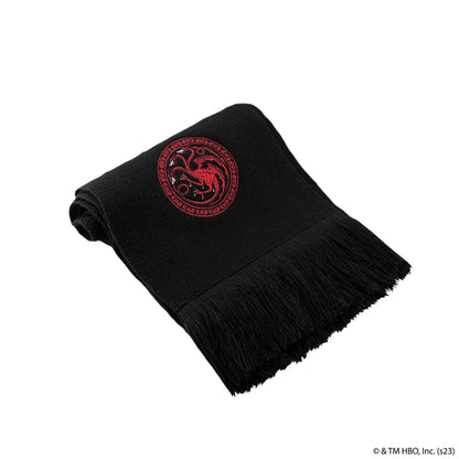 Écharpe blason Targaryen - Game of Thrones, un accessoire emblématique en tissu doux, parfait pour afficher votre amour de la série tout en restant au chaud, symbole de force et de pouvoir.