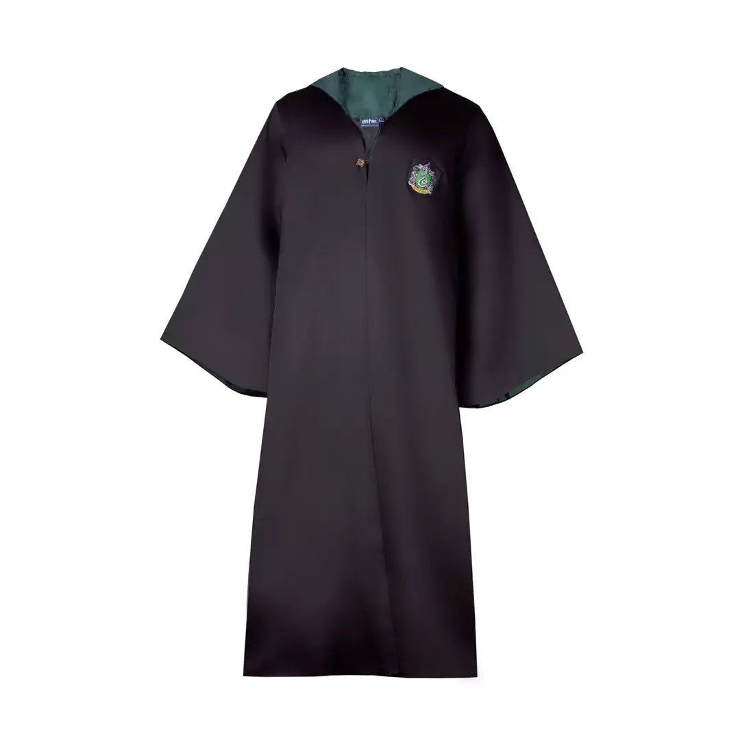 Robe de Sorcier KIDS - Serpentard - Harry Potter avec capuche pointue, pochette pour baguette magique et écusson brodé, parfaite pour les jeunes sorciers.
