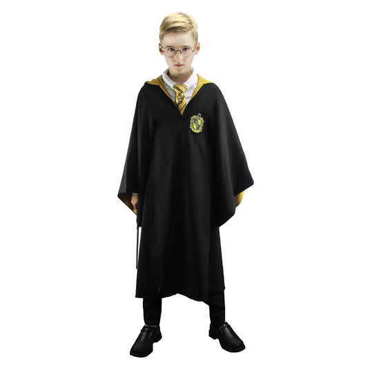 Détails de la robe de sorcier KIDS - Poufsouffle - Harry Potter, mettant en évidence la poche pour baguette et le design captivant.
