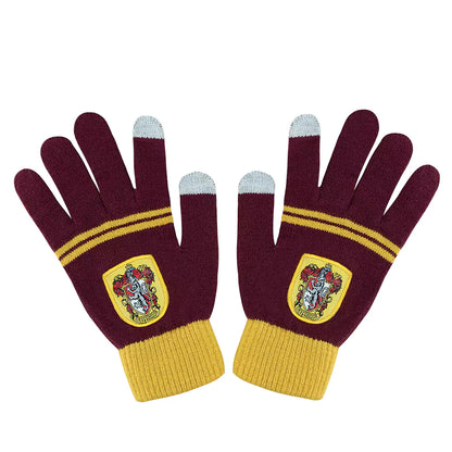 Une paire de gants tactiles Gryffondor pourpre et or Harry Potter, idéaux pour les fans de la saga afin de rester connectés tout en étant à la mode.