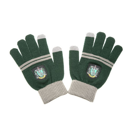 Gants tactiles Serpentard Harry Potter, accessoires stylisés pour les fans de la maison mystérieuse de Poudlard, parfaits pour rester connecté tout en étant élégant.