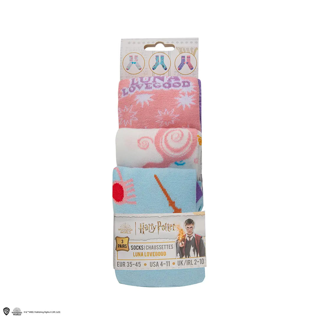 Détails des chaussettes Luna Lovegood – Lot de 3 paires, conçues pour la durabilité et le confort, idéales pour les fans de Harry Potter.
