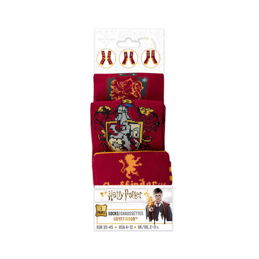 Détails des chaussettes Gryffondor - Lot de 3 paires - Du 35 au 45 - Harry Potter, conçues pour le confort et le style des fans de la saga.