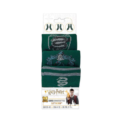 Lot de 3 paires de Chaussettes Serpentard - taille 35 à 45 - idéale pour les fans de Harry Potter, alliant confort et style pour afficher votre appartenance à la maison Serpentard.